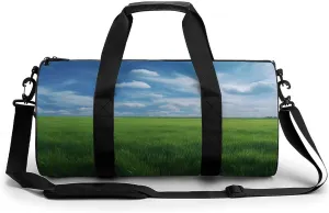 Sports Gym Bag for Women Men Travel Duffel Bag Tote Weekender Bag Field Green Grass Carry on Overnight Bag for Travel Swimming Fitness Workout Sports Duffle Bag