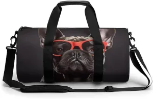 Sports Gym Bag for Women Men Travel Duffel Bag Tote Weekender Bag French Bulldog Carry on Overnight Bag for Travel Swimming Fitness Workout Sports Duffle Bag