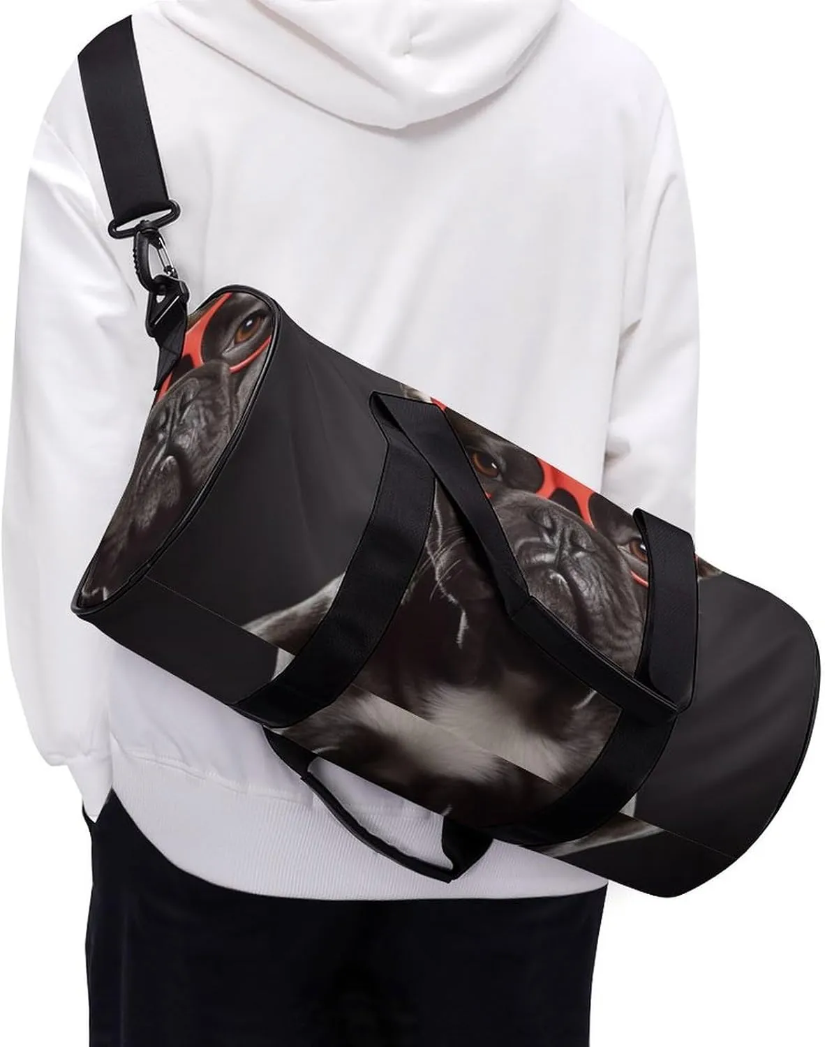 Sports Gym Bag for Women Men Travel Duffel Bag Tote Weekender Bag French Bulldog Carry on Overnight Bag for Travel Swimming Fitness Workout Sports Duffle Bag