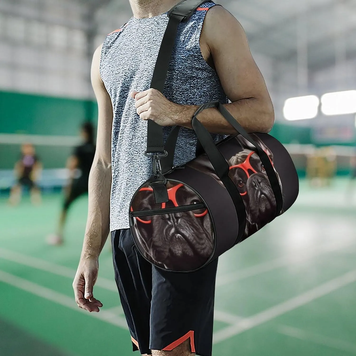 Sports Gym Bag for Women Men Travel Duffel Bag Tote Weekender Bag French Bulldog Carry on Overnight Bag for Travel Swimming Fitness Workout Sports Duffle Bag