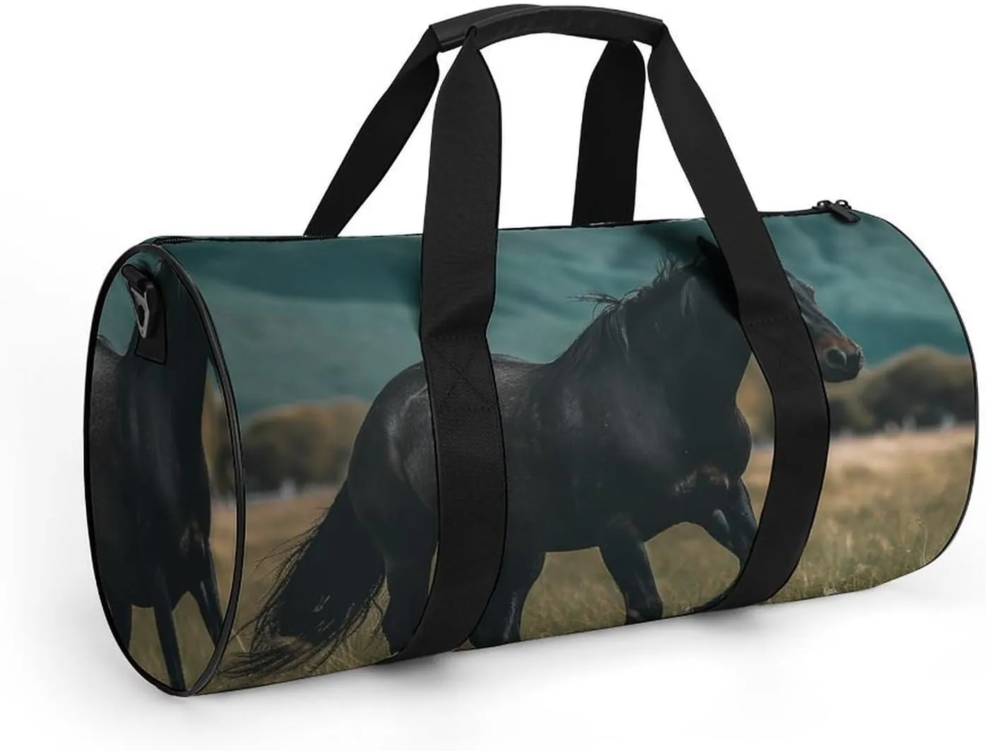 Sports Gym Bag for Women Men Travel Duffel Bag Tote Weekender Bag Horse Crossing Field Carry on Overnight Bag for Travel Swimming Fitness Workout Sports Duffle Bag