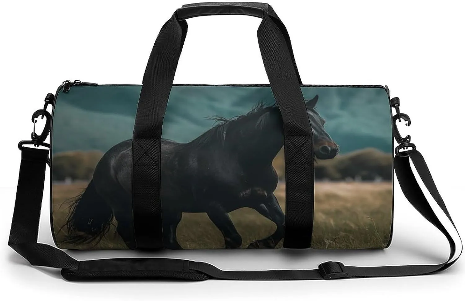 Sports Gym Bag for Women Men Travel Duffel Bag Tote Weekender Bag Horse Crossing Field Carry on Overnight Bag for Travel Swimming Fitness Workout Sports Duffle Bag