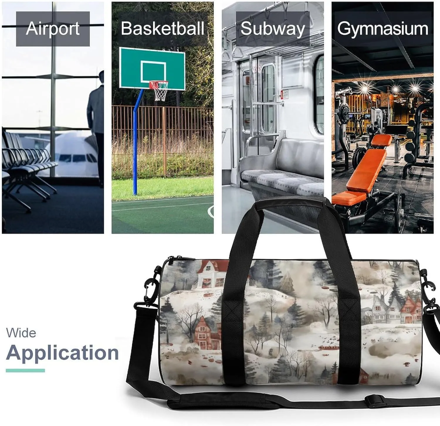 Sports Gym Bag for Women Men Travel Duffel Bag Tote Weekender Bag House on Lake Carry on Overnight Bag for Travel Swimming Fitness Workout Sports Duffle Bag