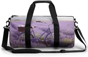 Sports Gym Bag for Women Men Travel Duffel Bag Tote Weekender Bag Lavender Field Bike Carry on Overnight Bag for Travel Swimming Fitness Workout Sports Duffle Bag