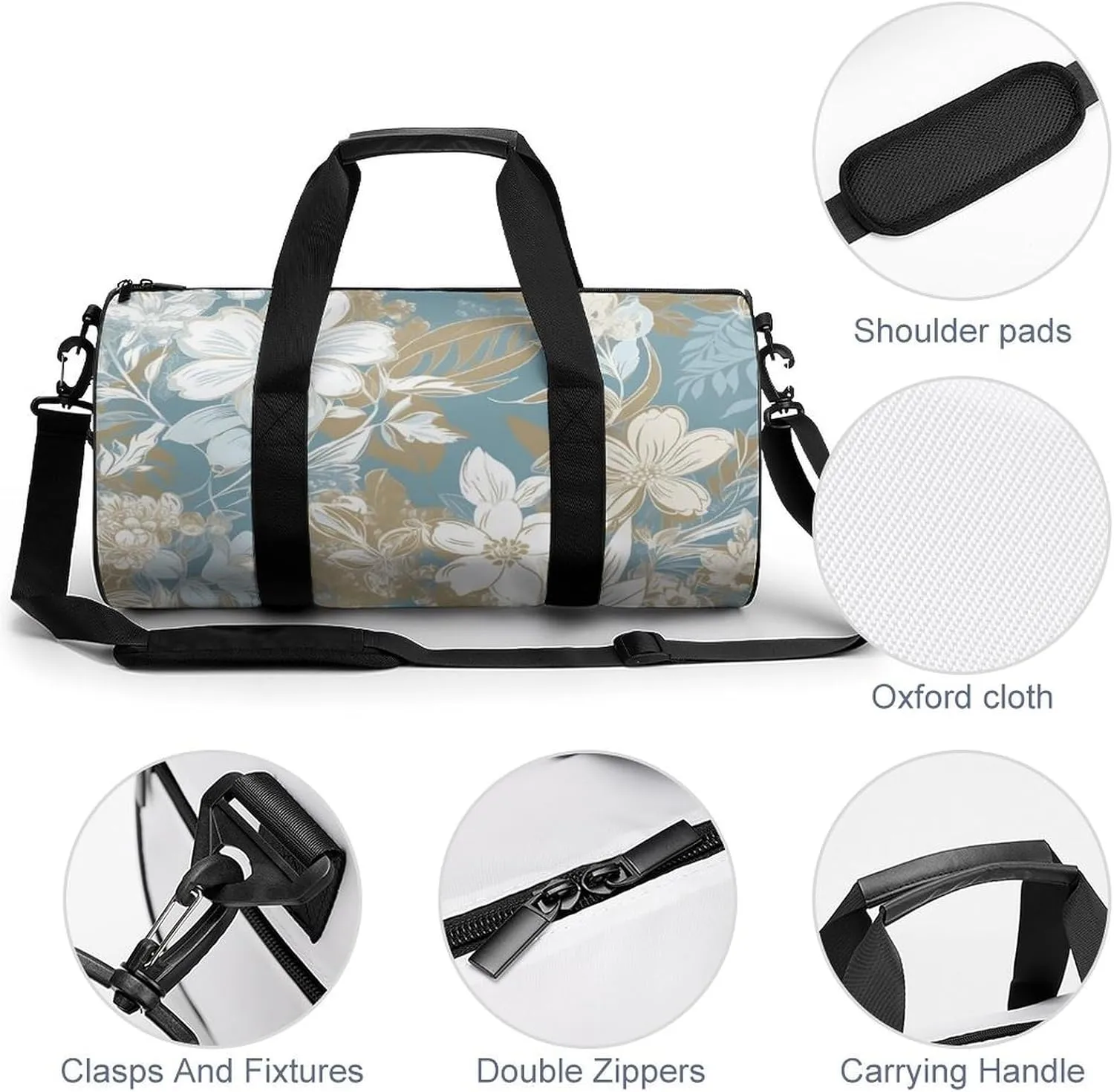 Sports Gym Bag for Women Men Travel Duffel Bag Tote Weekender Bag Light Peach Flowers Carry on Overnight Bag for Travel Swimming Fitness Workout Sports Duffle Bag