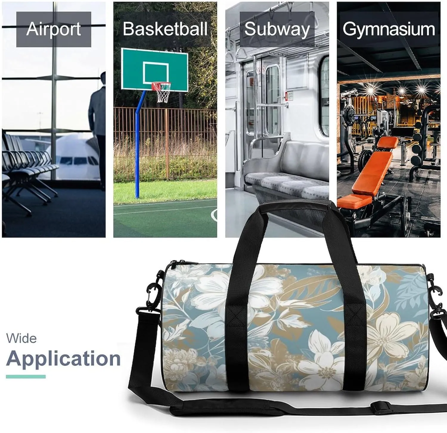 Sports Gym Bag for Women Men Travel Duffel Bag Tote Weekender Bag Light Peach Flowers Carry on Overnight Bag for Travel Swimming Fitness Workout Sports Duffle Bag