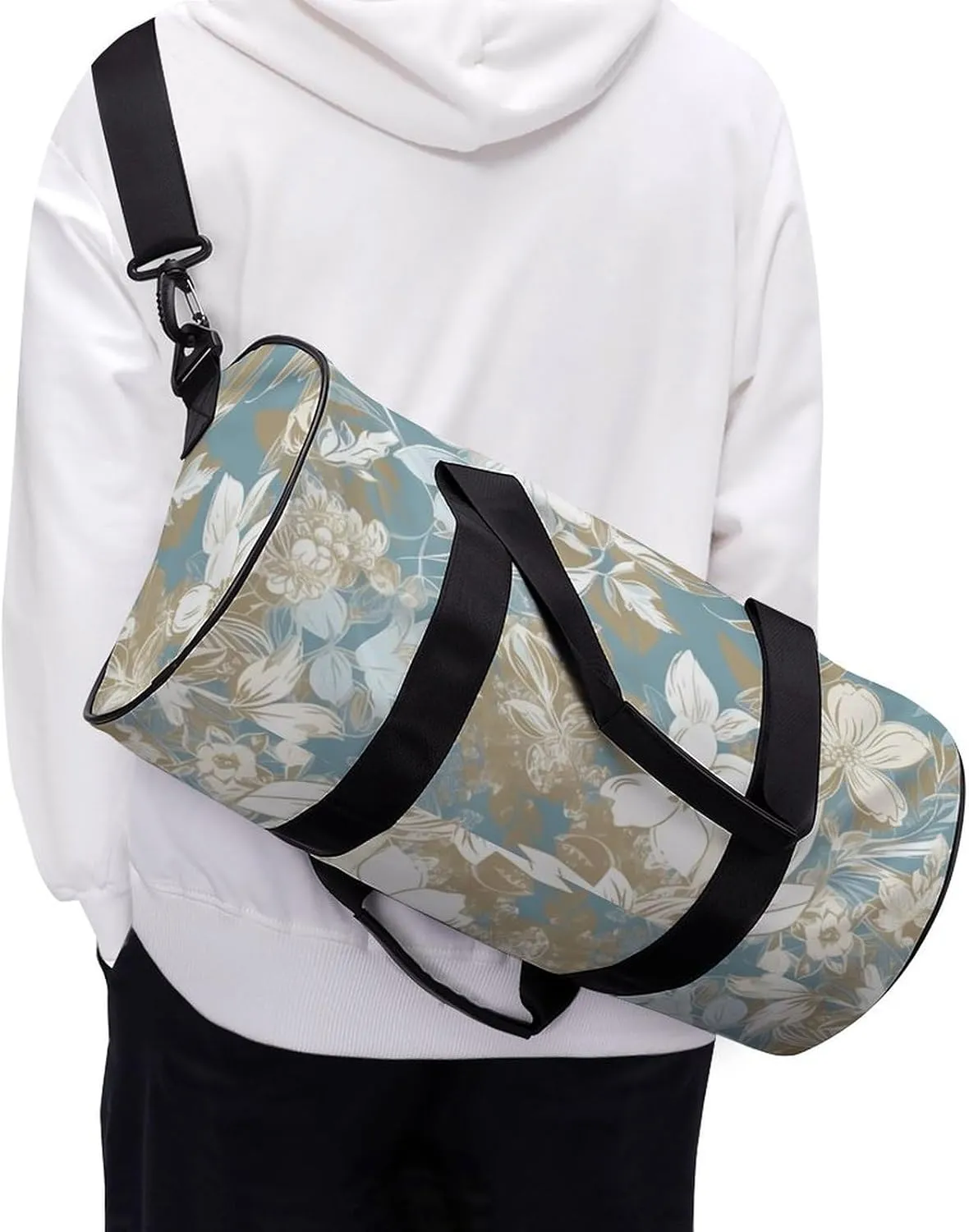Sports Gym Bag for Women Men Travel Duffel Bag Tote Weekender Bag Light Peach Flowers Carry on Overnight Bag for Travel Swimming Fitness Workout Sports Duffle Bag