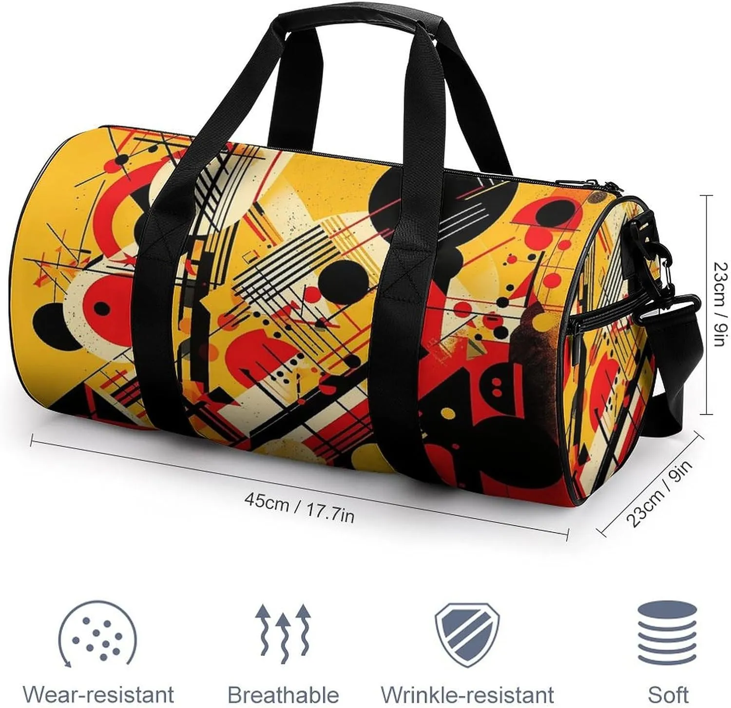 Sports Gym Bag for Women Men Travel Duffel Bag Tote Weekender Bag Patterns of Different Shapes Carry on Overnight Bag for Travel Swimming Fitness Workout Sports Duffle Bag