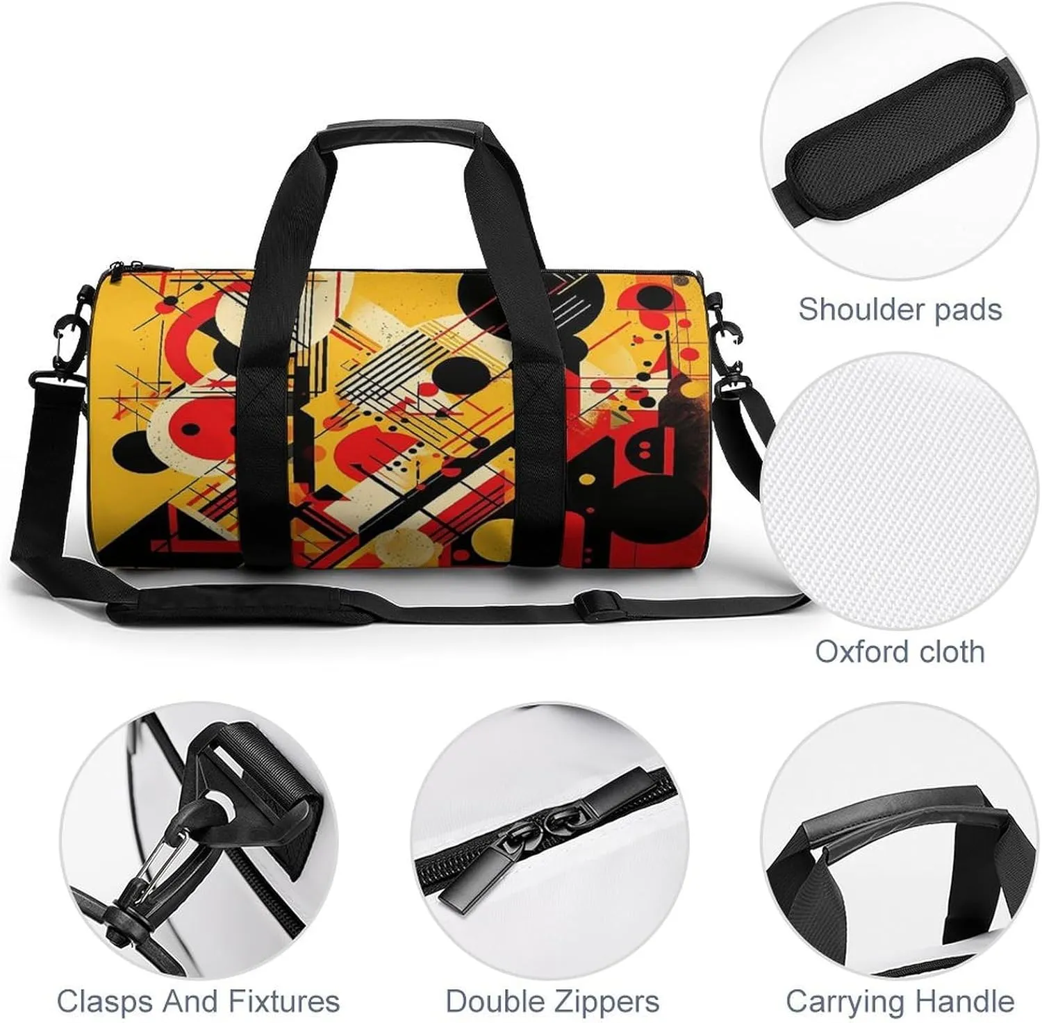 Sports Gym Bag for Women Men Travel Duffel Bag Tote Weekender Bag Patterns of Different Shapes Carry on Overnight Bag for Travel Swimming Fitness Workout Sports Duffle Bag