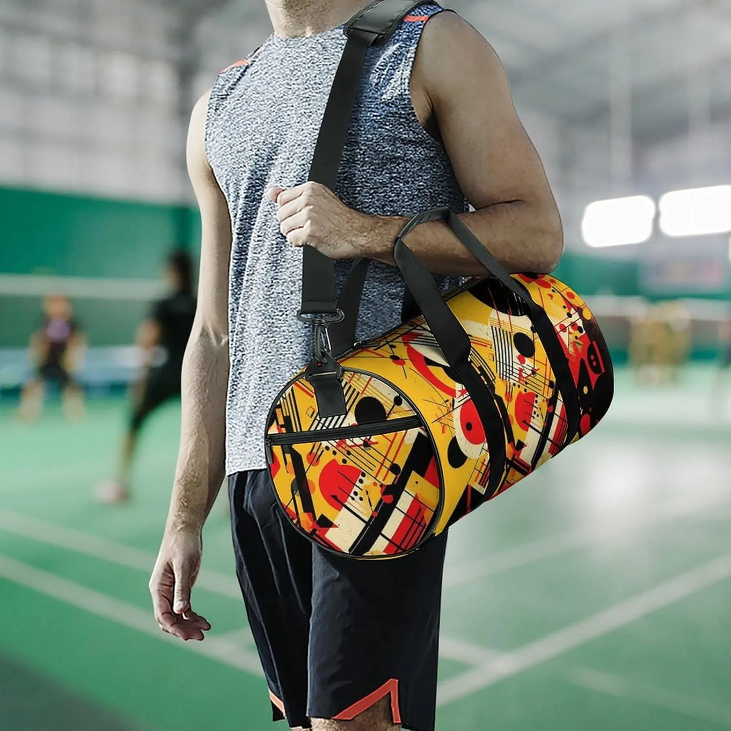 Sports Gym Bag for Women Men Travel Duffel Bag Tote Weekender Bag Patterns of Different Shapes Carry on Overnight Bag for Travel Swimming Fitness Workout Sports Duffle Bag