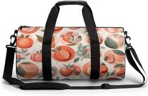 Sports Gym Bag for Women Men Travel Duffel Bag Tote Weekender Bag Round Peach Carry on Overnight Bag for Travel Swimming Fitness Workout Sports Duffle Bag