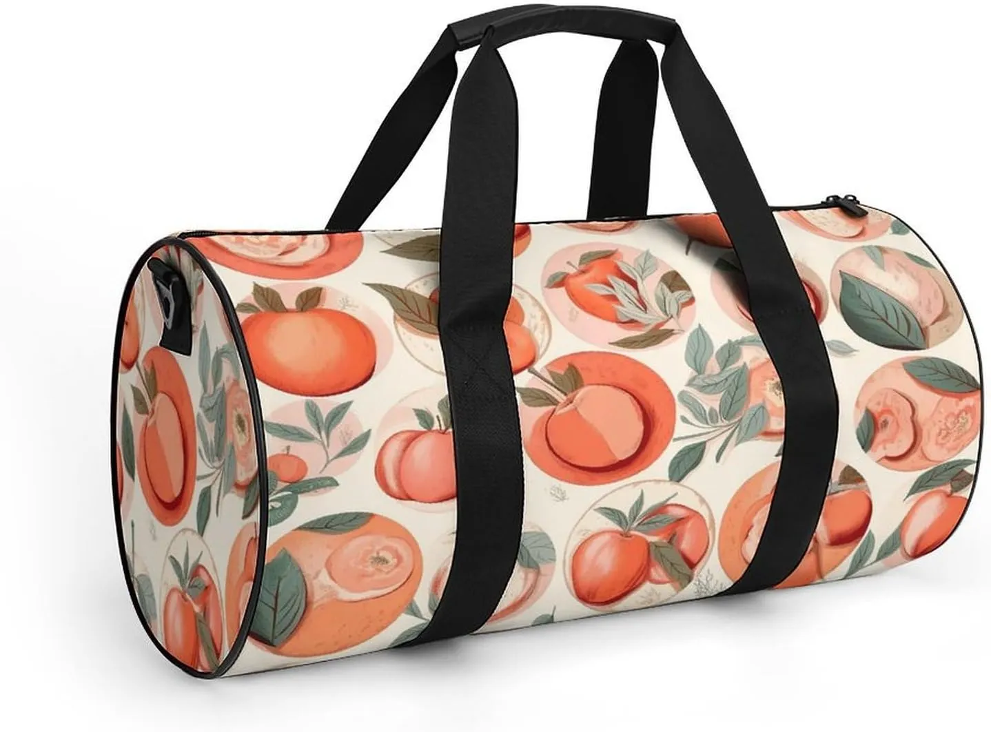 Sports Gym Bag for Women Men Travel Duffel Bag Tote Weekender Bag Round Peach Carry on Overnight Bag for Travel Swimming Fitness Workout Sports Duffle Bag