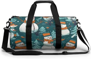 Sports Gym Bag for Women Men Travel Duffel Bag Tote Weekender Bag Snowman Pattern Carry on Overnight Bag for Travel Swimming Fitness Workout Sports Duffle Bag