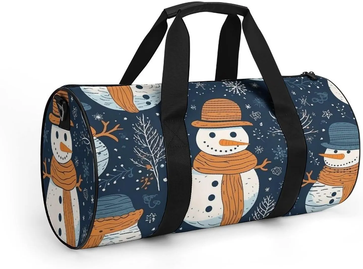 Sports Gym Bag for Women Men Travel Duffel Bag Tote Weekender Bag Snowman Wearing Hat Carry on Overnight Bag for Travel Swimming Fitness Workout Sports Duffle Bag