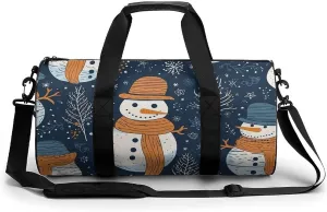 Sports Gym Bag for Women Men Travel Duffel Bag Tote Weekender Bag Snowman Wearing Hat Carry on Overnight Bag for Travel Swimming Fitness Workout Sports Duffle Bag