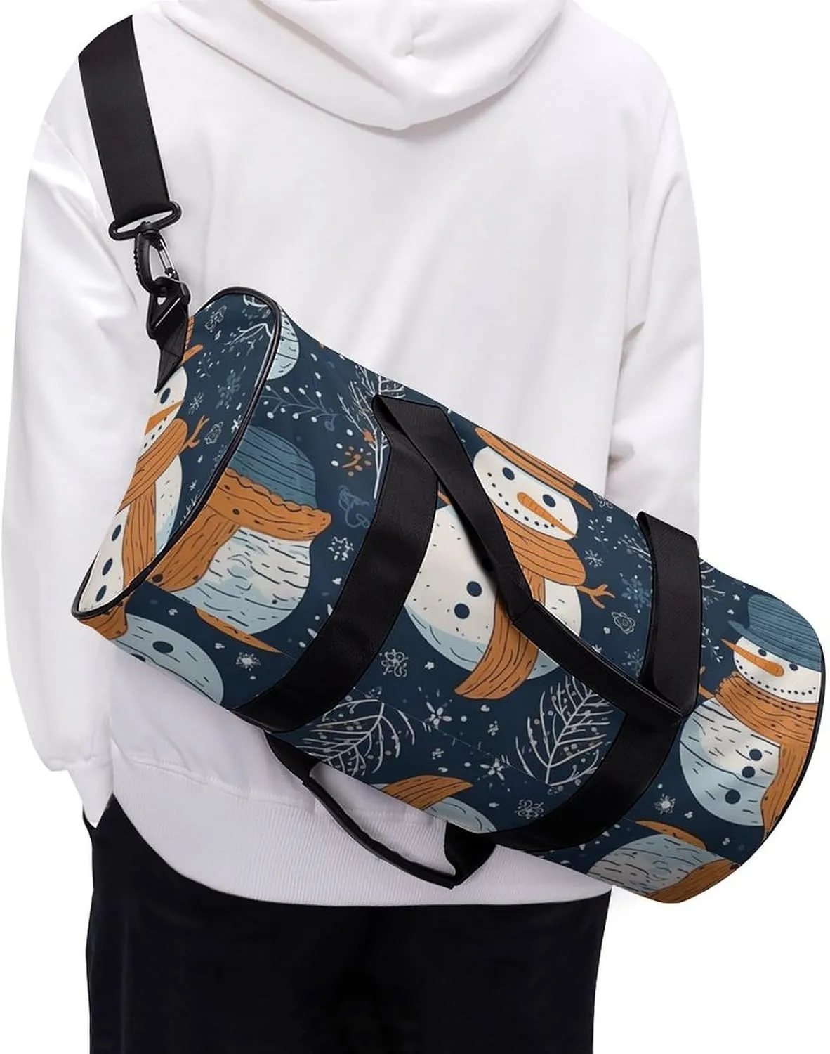 Sports Gym Bag for Women Men Travel Duffel Bag Tote Weekender Bag Snowman Wearing Hat Carry on Overnight Bag for Travel Swimming Fitness Workout Sports Duffle Bag
