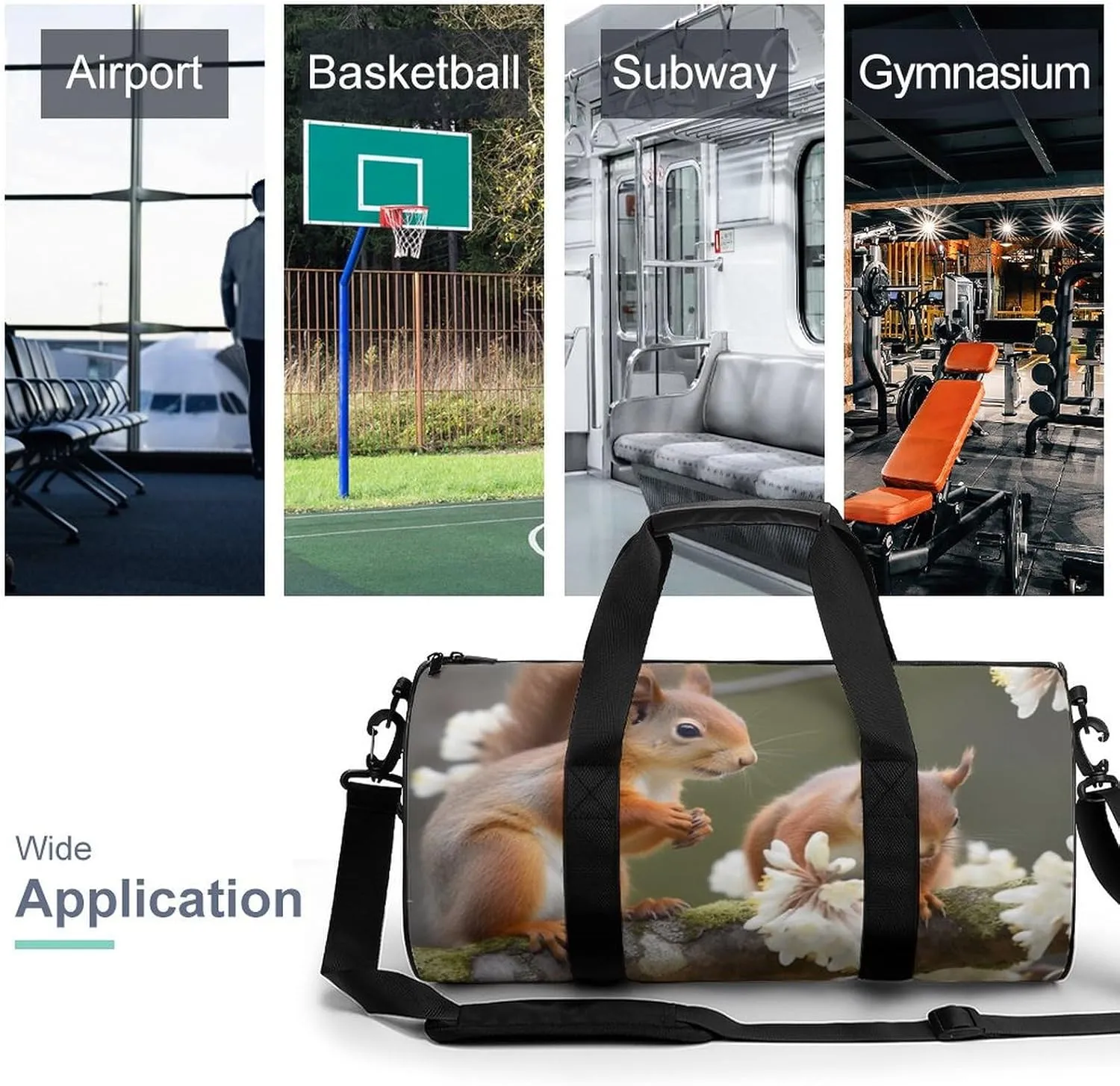 Sports Gym Bag for Women Men Travel Duffel Bag Tote Weekender Bag Squirrels Carry on Overnight Bag for Travel Swimming Fitness Workout Sports Duffle Bag