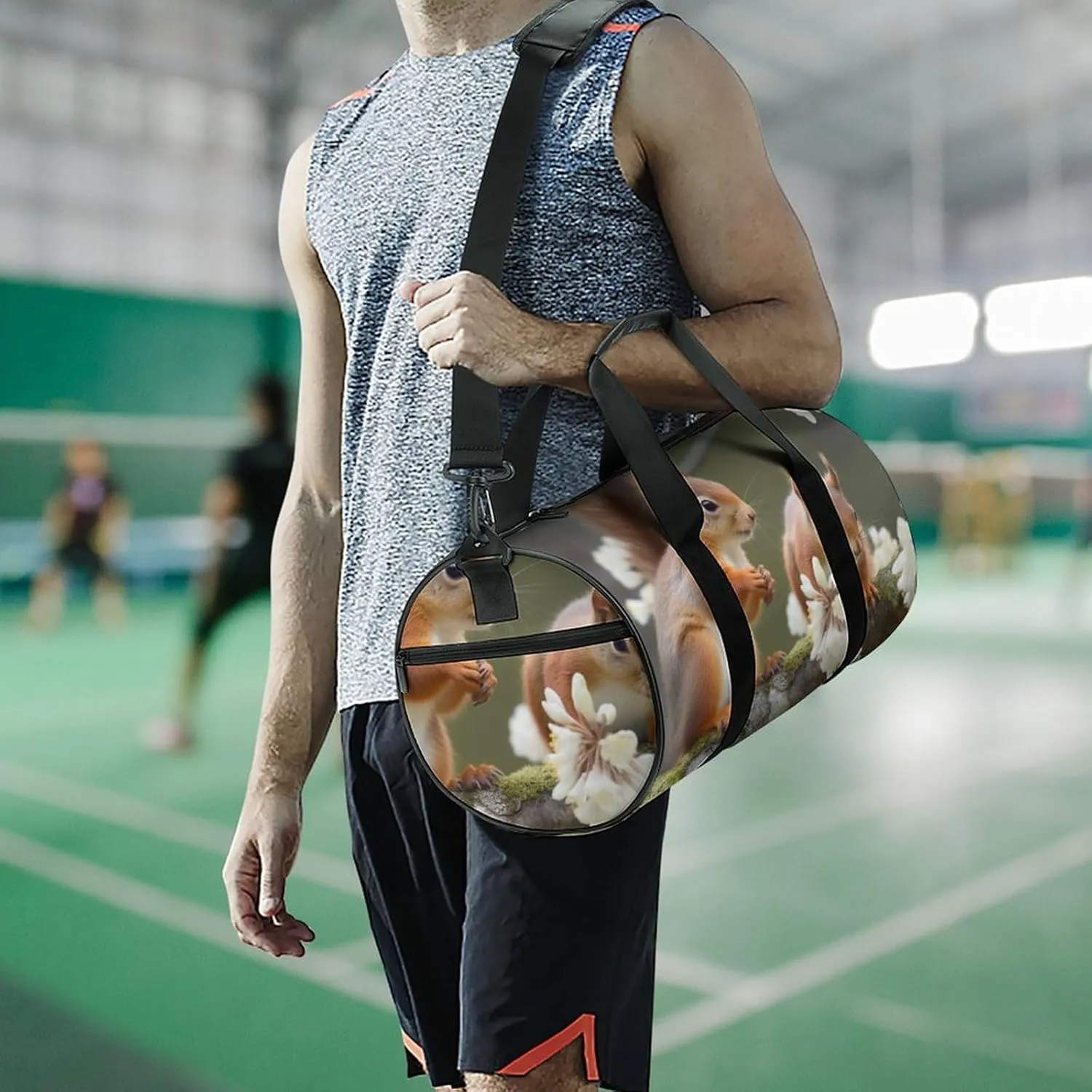 Sports Gym Bag for Women Men Travel Duffel Bag Tote Weekender Bag Squirrels Carry on Overnight Bag for Travel Swimming Fitness Workout Sports Duffle Bag