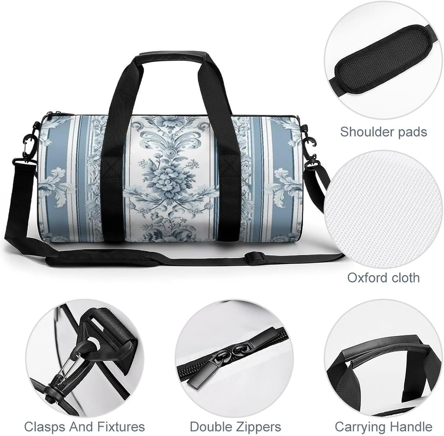 Sports Gym Bag for Women Men Travel Duffel Bag Tote Weekender Bag Stripes And Flowers Carry on Overnight Bag for Travel Swimming Fitness Workout Sports Duffle Bag