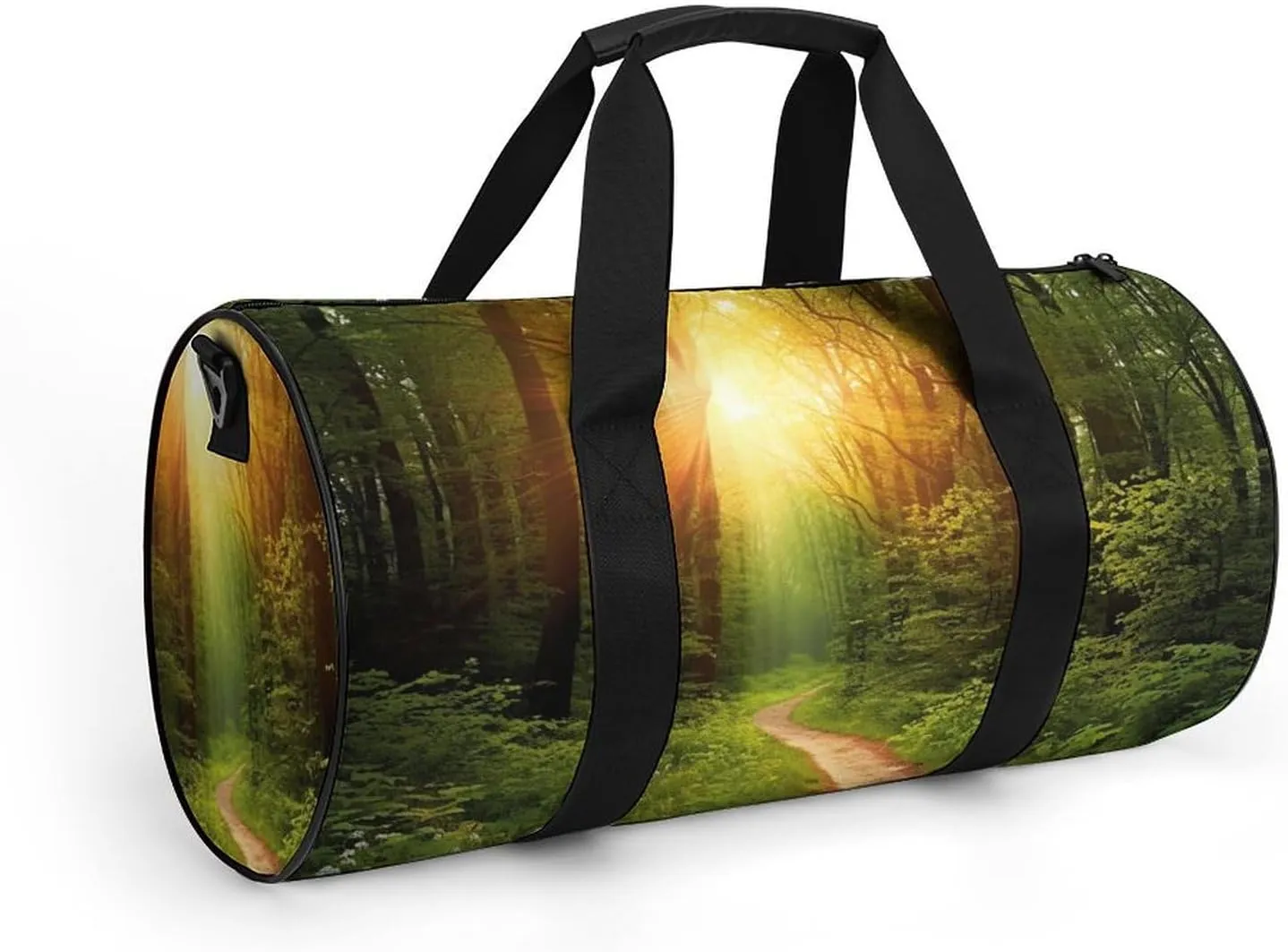 Sports Gym Bag for Women Men Travel Duffel Bag Tote Weekender Bag Sunrise on The Woods Path Carry on Overnight Bag for Travel Swimming Fitness Workout Sports Duffle Bag