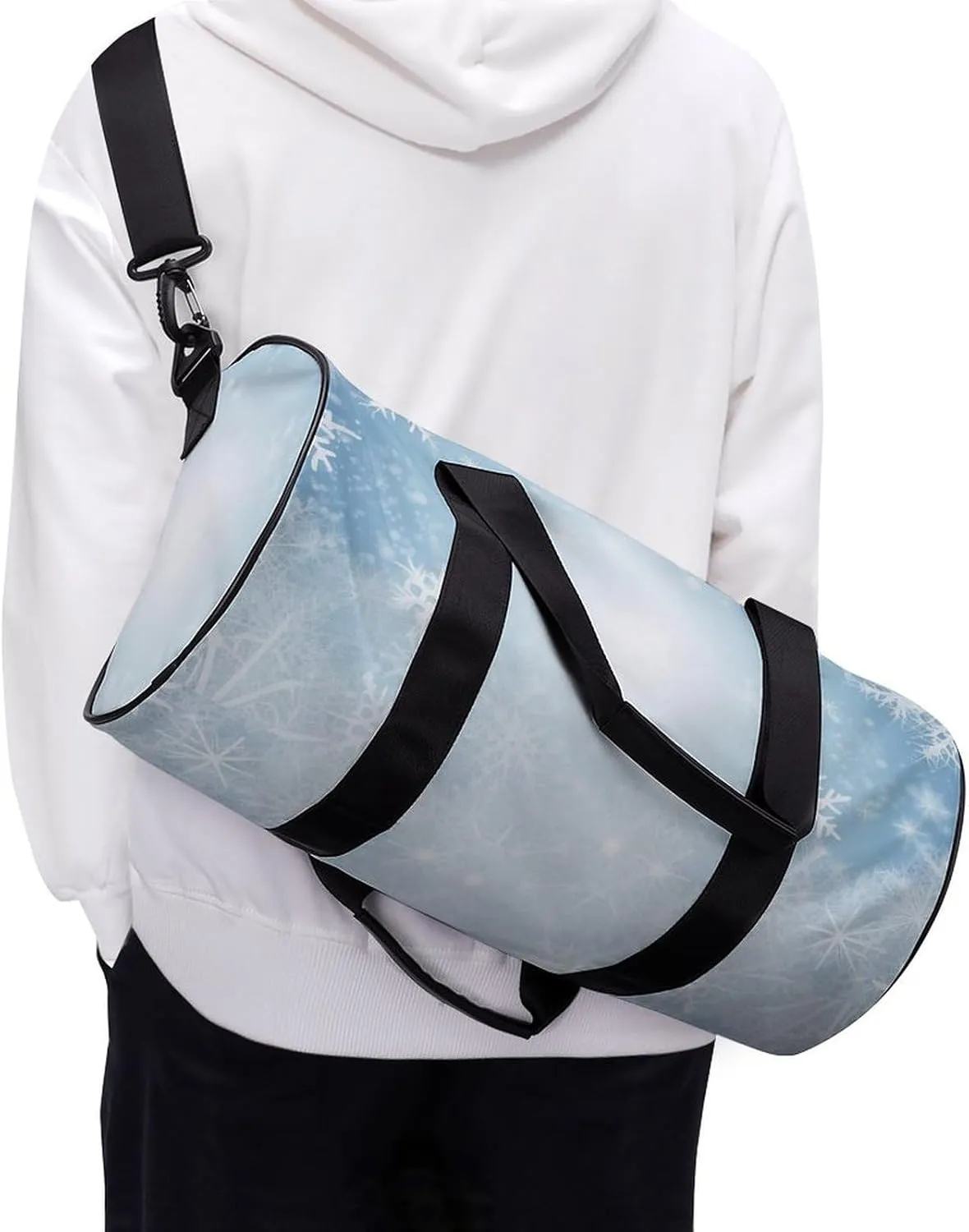 Sports Gym Bag for Women Men Travel Duffel Bag Tote Weekender Bag White Snow Carry on Overnight Bag for Travel Swimming Fitness Workout Sports Duffle Bag