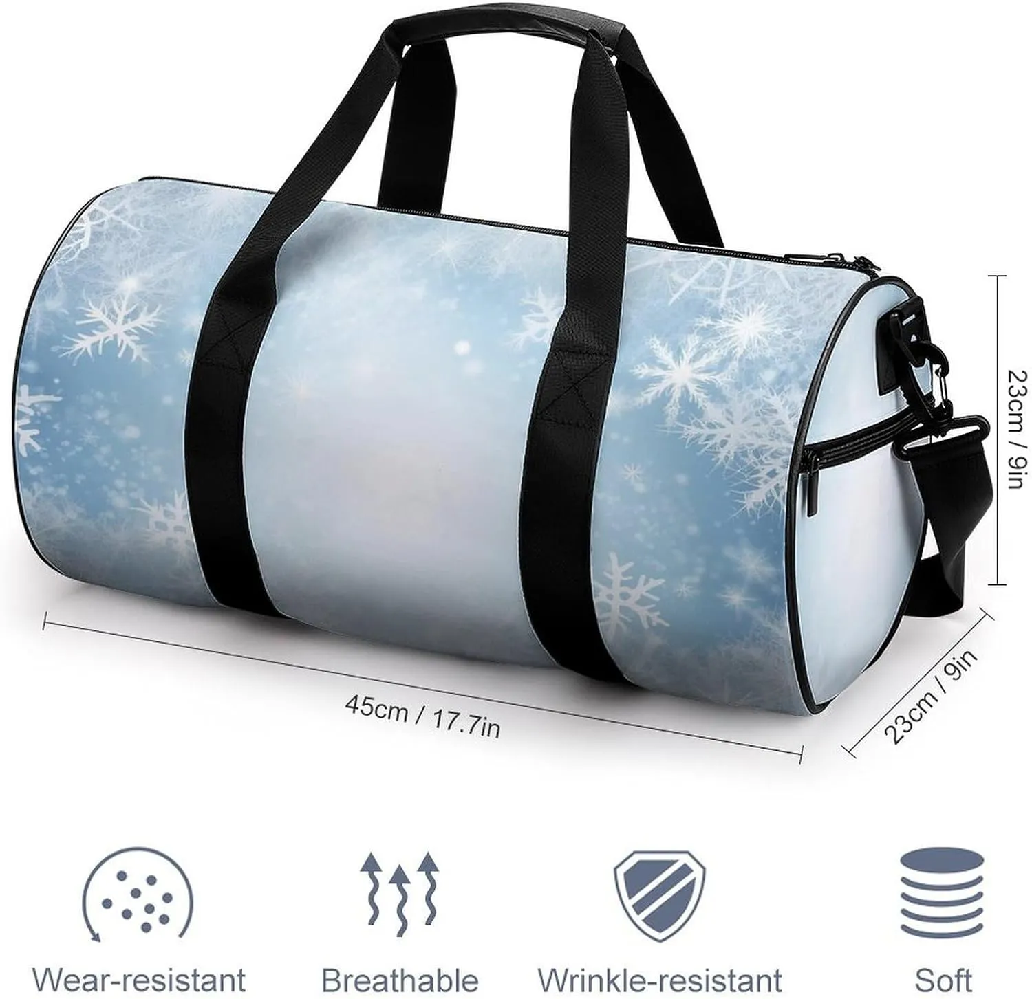 Sports Gym Bag for Women Men Travel Duffel Bag Tote Weekender Bag White Snow Carry on Overnight Bag for Travel Swimming Fitness Workout Sports Duffle Bag