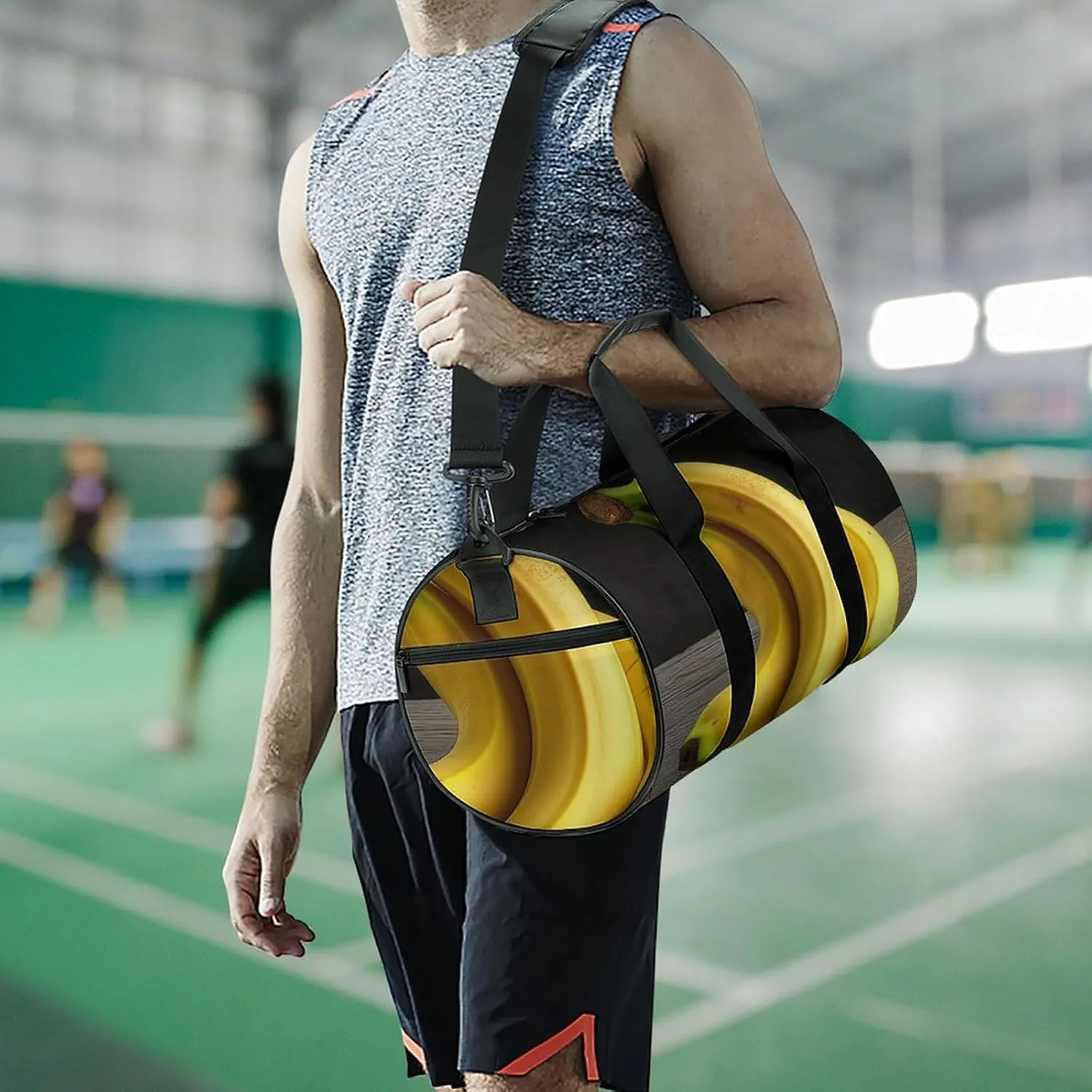 Sports Gym Bag for Women Men Travel Duffel Bag Tote Weekender Bag Yellow Banana Carry on Overnight Bag for Travel Swimming Fitness Workout Sports Duffle Bag