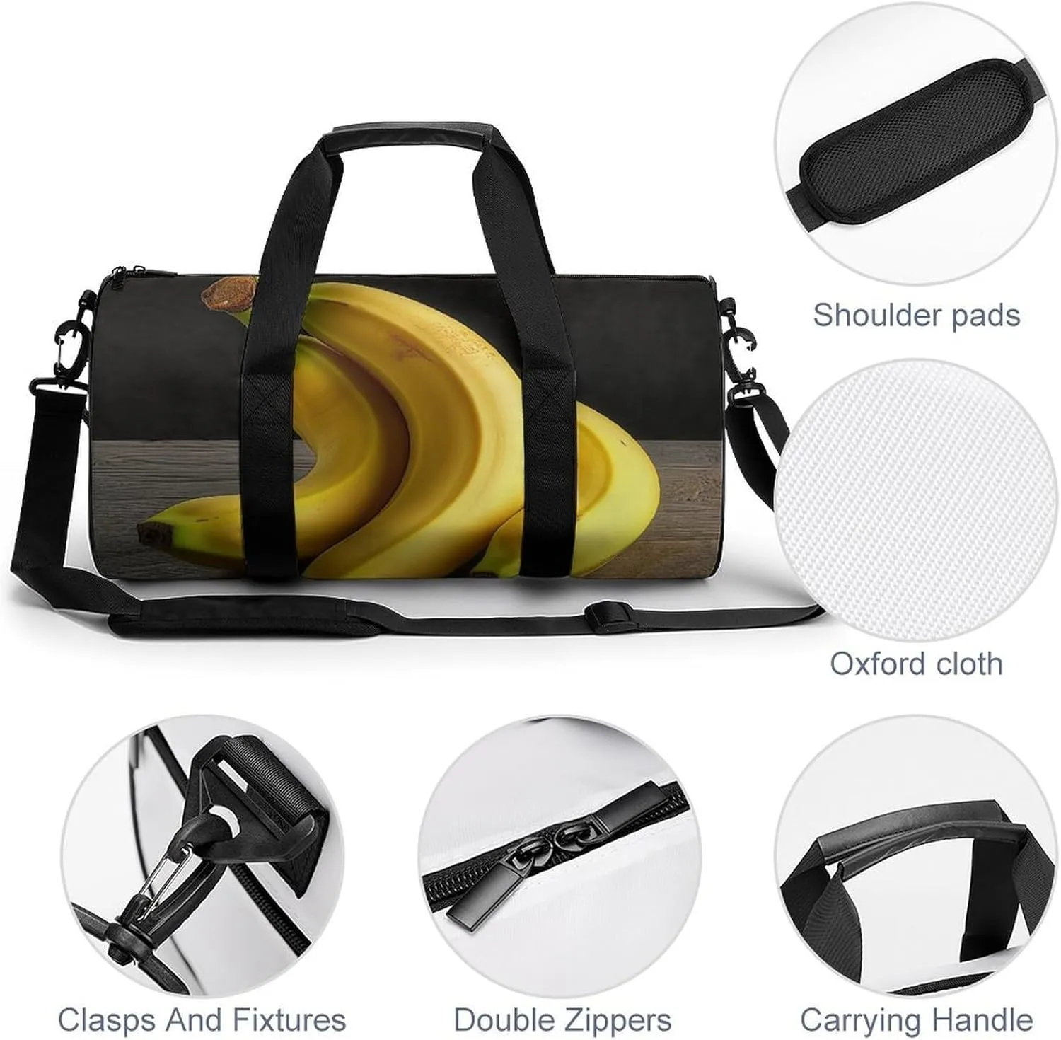 Sports Gym Bag for Women Men Travel Duffel Bag Tote Weekender Bag Yellow Banana Carry on Overnight Bag for Travel Swimming Fitness Workout Sports Duffle Bag