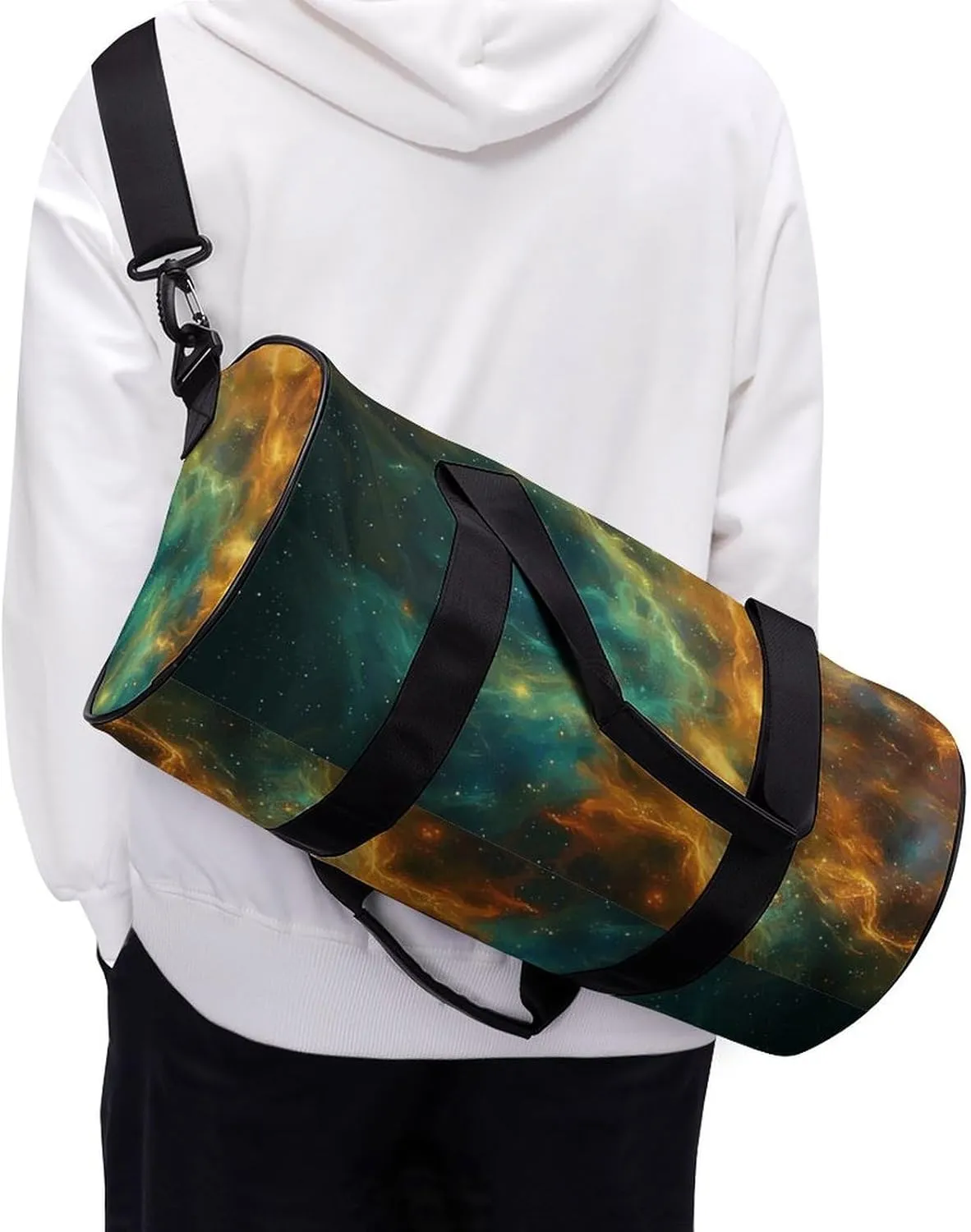 Sports Gym Bag for Women Men Travel Duffel Bag Vibrant Nebula Swirl Weekender Bag Canvas Carry on Overnight Bag for Travel Swimming Fitness Workout Sports Duffle Bag