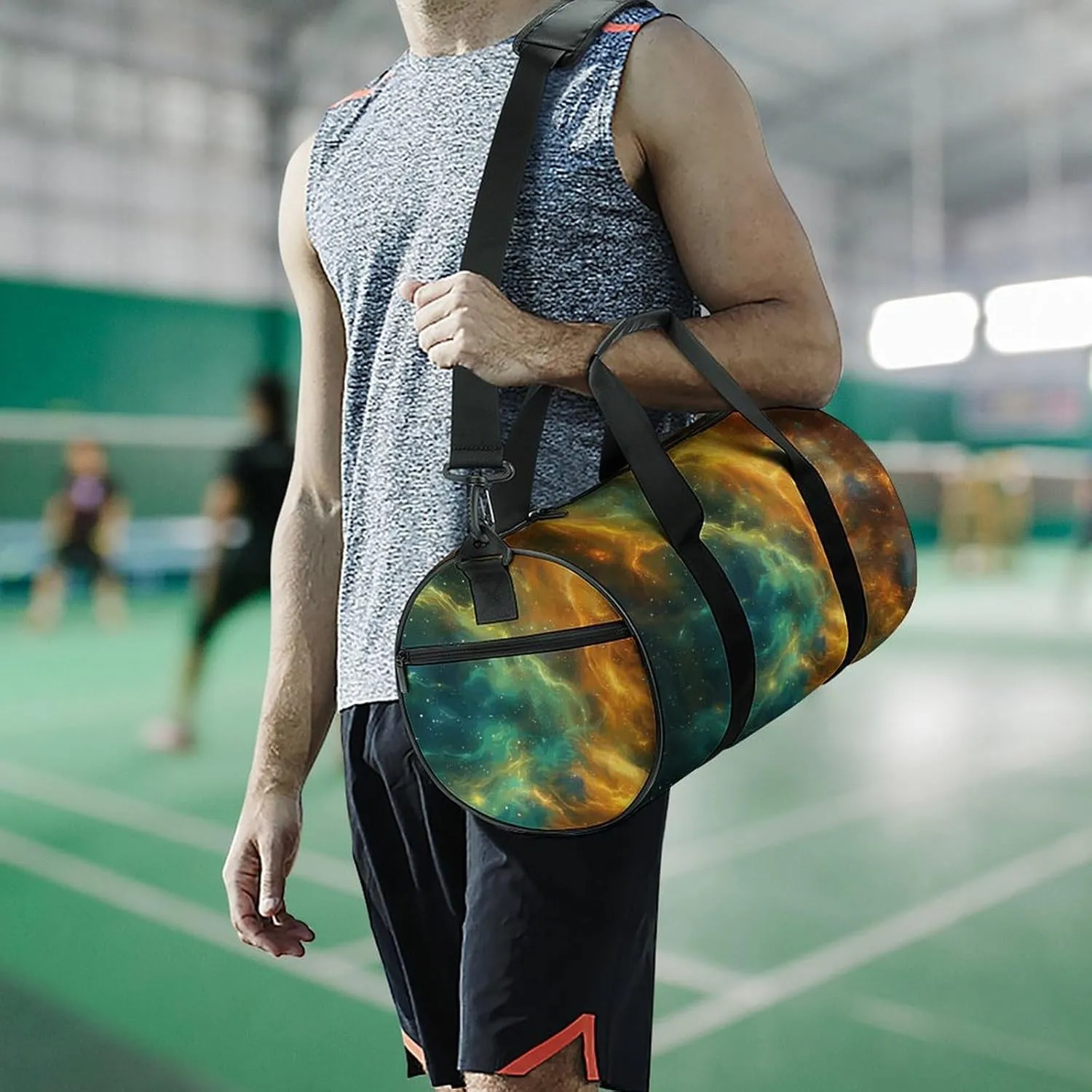 Sports Gym Bag for Women Men Travel Duffel Bag Vibrant Nebula Swirl Weekender Bag Canvas Carry on Overnight Bag for Travel Swimming Fitness Workout Sports Duffle Bag