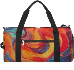 Sports Gym Bag for Women Men with Shoe And Wet Compartment Travel Duffel Bag Artistic Effect Colorful Weekender Bag Carry on Overnight Bag for Swimming Fitness Workout Sport Duffle Bag