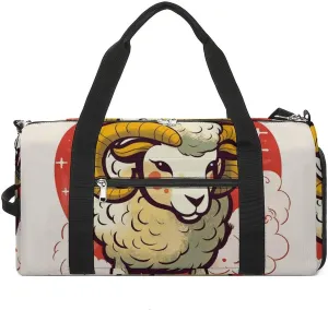 Sports Gym Bag for Women Men with Shoe And Wet Compartment Travel Duffel Bag Cartoon Sheep Weekender Bag Carry on Overnight Bag for Swimming Fitness Workout Sport Duffle Bag