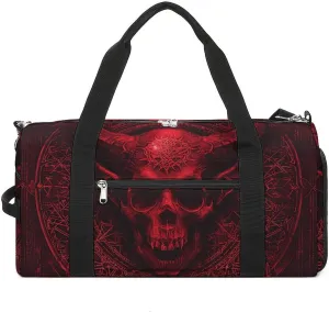 Sports Gym Bag for Women Men with Shoe And Wet Compartment Travel Duffel Bag Demon Skull And Horns Weekender Bag Carry on Overnight Bag for Swimming Fitness Workout Sport Duffle Bag, style-1