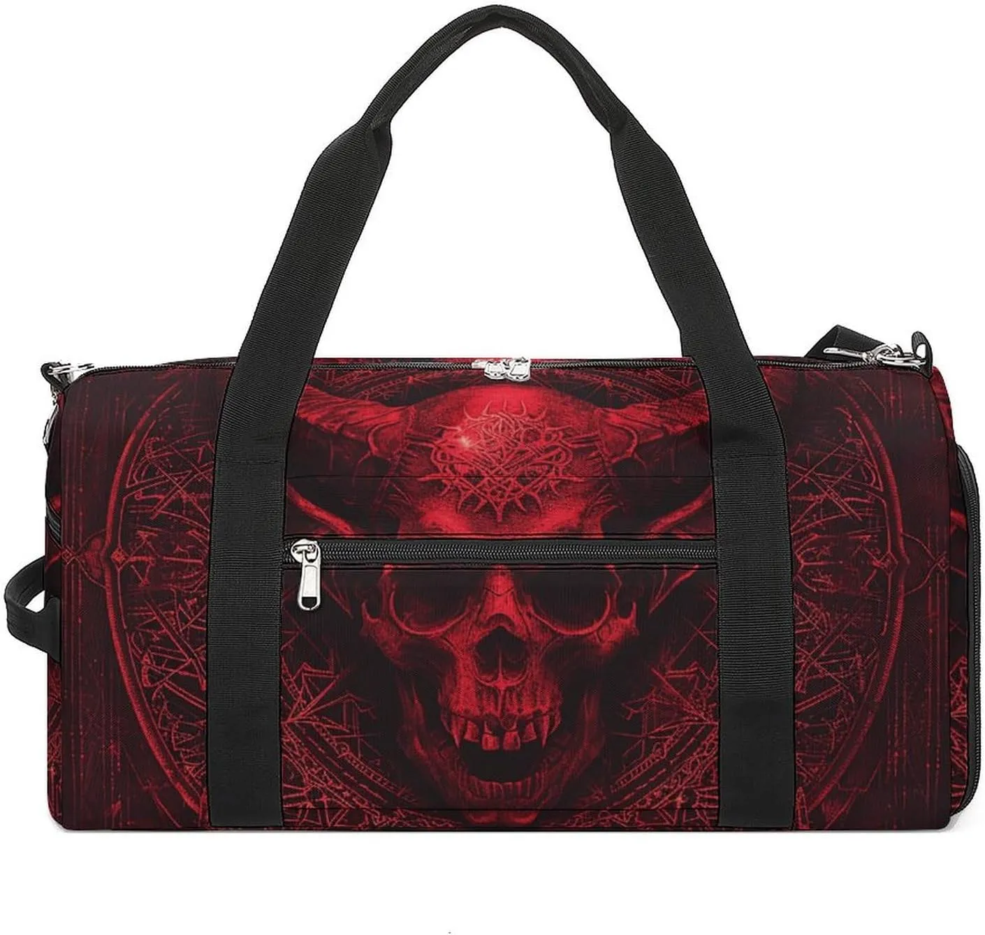 Sports Gym Bag for Women Men with Shoe And Wet Compartment Travel Duffel Bag Demon Skull And Horns Weekender Bag Carry on Overnight Bag for Swimming Fitness Workout Sport Duffle Bag, style-1