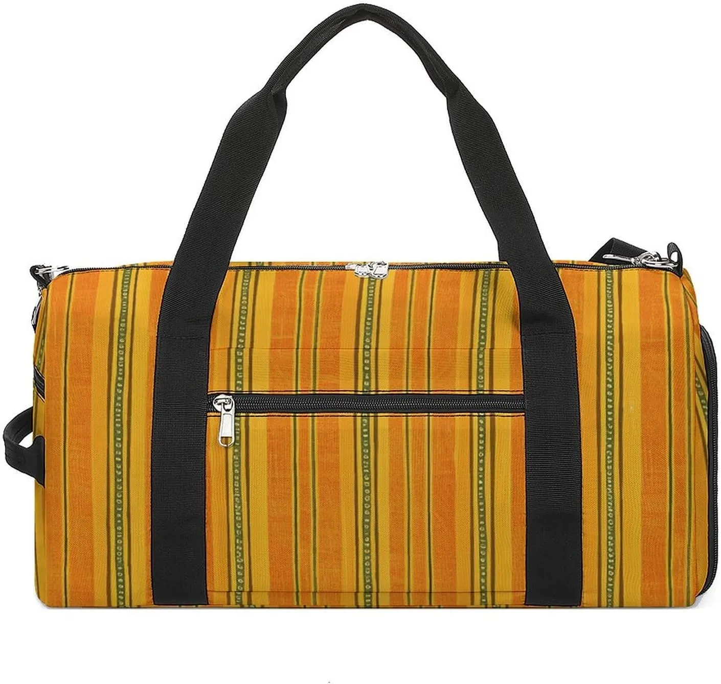 Sports Gym Bag for Women Men with Shoe And Wet Compartment Travel Duffel Bag Orange Vertical Stripes Weekender Bag Carry on Overnight Bag for Swimming Fitness Workout Sport Duffle Bag