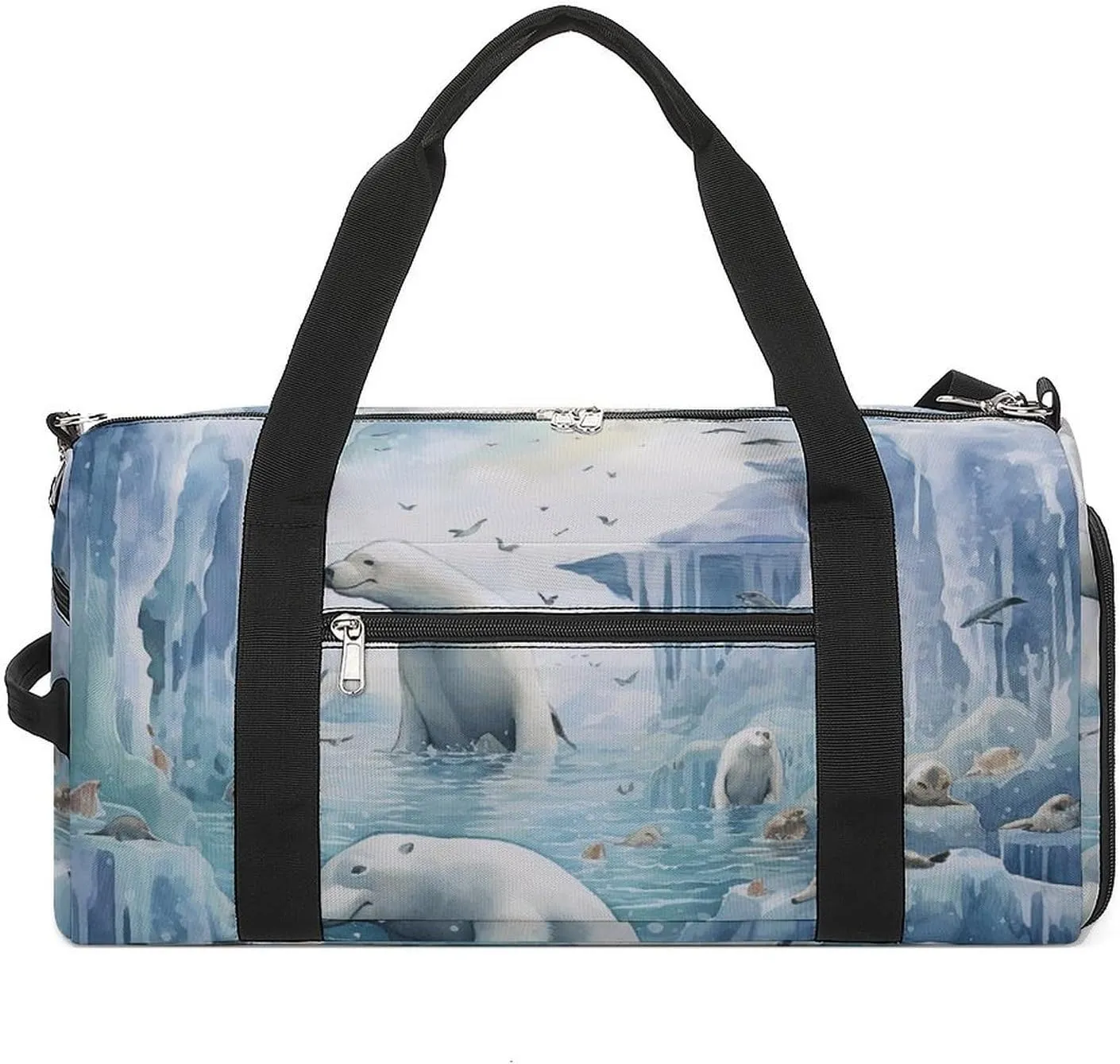 Sports Gym Bag for Women Men with Shoe And Wet Compartment Travel Duffel Bag Polar Bears And Seals Weekender Bag Carry on Overnight Bag for Swimming Fitness Workout Sport Duffle Bag, style-1