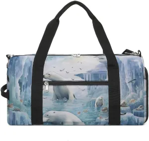 Sports Gym Bag for Women Men with Shoe And Wet Compartment Travel Duffel Bag Polar Bears And Seals Weekender Bag Carry on Overnight Bag for Swimming Fitness Workout Sport Duffle Bag, style-1