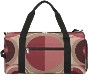 Sports Gym Bag for Women Men with Shoe And Wet Compartment Travel Duffel Bag Red with Circles Weekender Bag Carry on Overnight Bag for Swimming Fitness Workout Sport Duffle Bag
