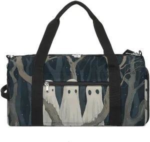 Sports Gym Bag for Women Men with Shoe And Wet Compartment Travel Duffel Bag Three White Ghosts Weekender Bag Carry on Overnight Bag for Swimming Fitness Workout Sport Duffle Bag