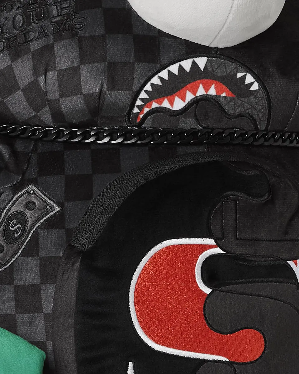 Sprayground Unfinished Check Teddy Bear In Black Grey Check