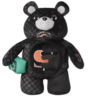 Sprayground Unfinished Check Teddy Bear In Black Grey Check