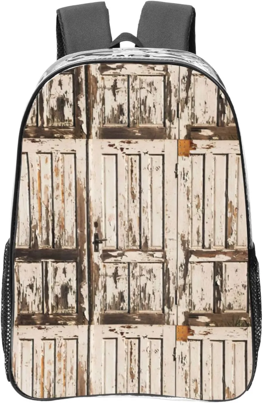 Stall Barn Door Print Travel Beach Gym Multi Purpose Mesh Backpack Clear Bag 16.9 x 12.2 x 5.1in