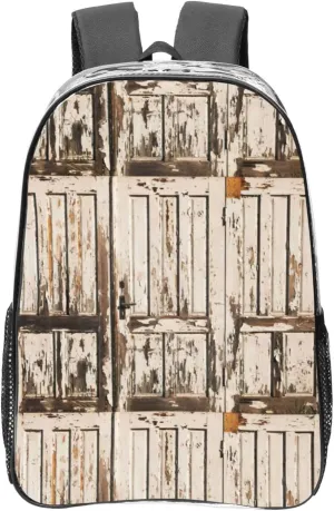 Stall Barn Door Print Travel Beach Gym Multi Purpose Mesh Backpack Clear Bag 16.9 x 12.2 x 5.1in