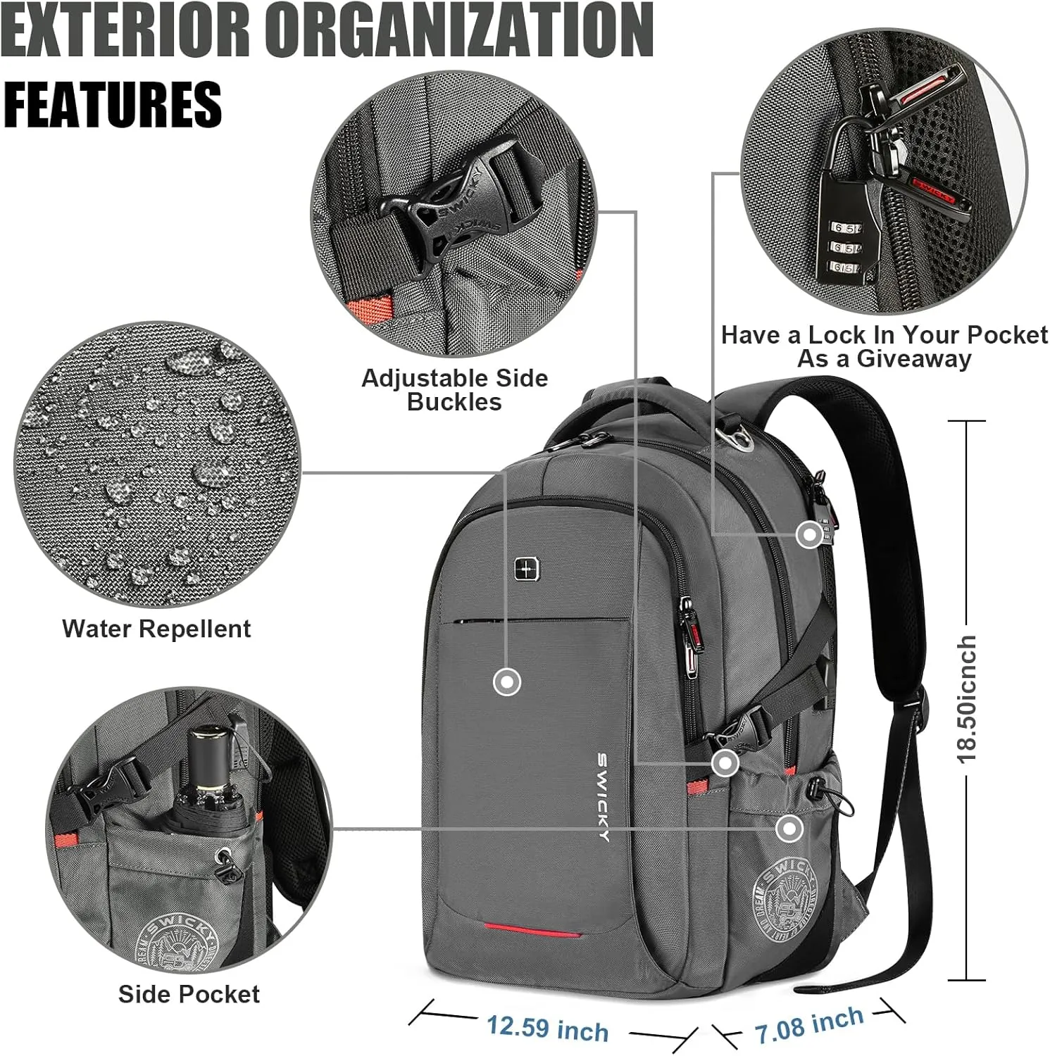 star cloud Travel Laptop Backpack - 16 Inch Business College Backpacks With USB Charging Port - Heavy Duty Water Repellent Anti Theft Computer Backpacks for Men/Women Grey