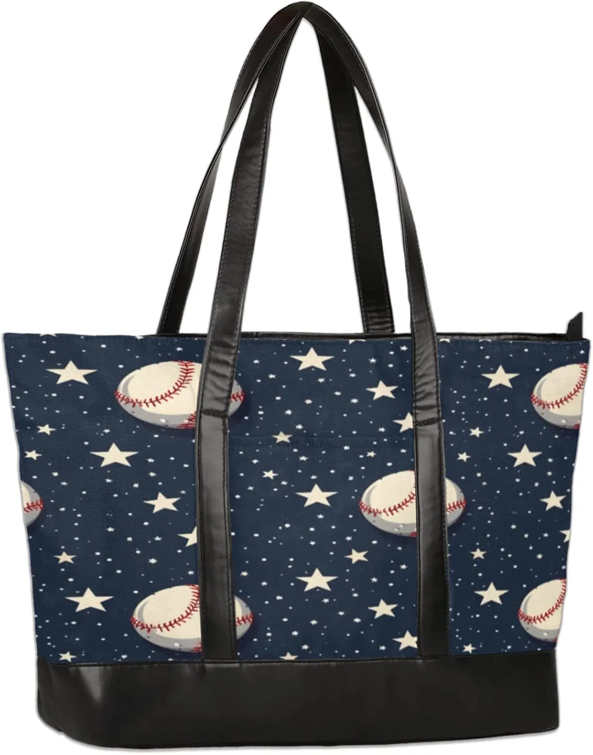 Stars Baseball Laptop Tote Bag for Women Lightweight Work Purse with Multiple Compartments Fits 13-15.6 Inch Laptop Tablet Shoulder Bag for Office Travel Daily Use