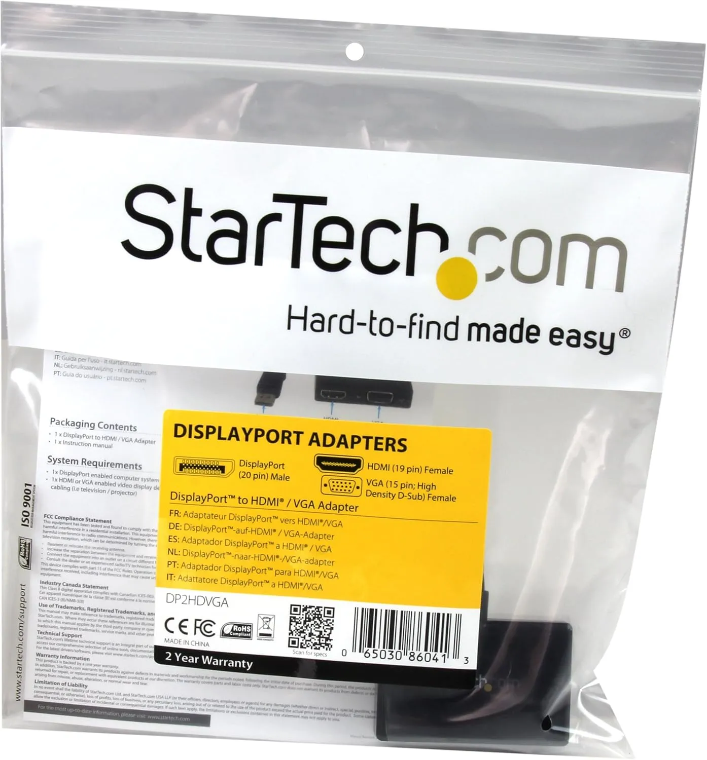 StarTech DP2HDVGA Travel A/V Adapter 2-In-1 Display Port to HDMI or VGA