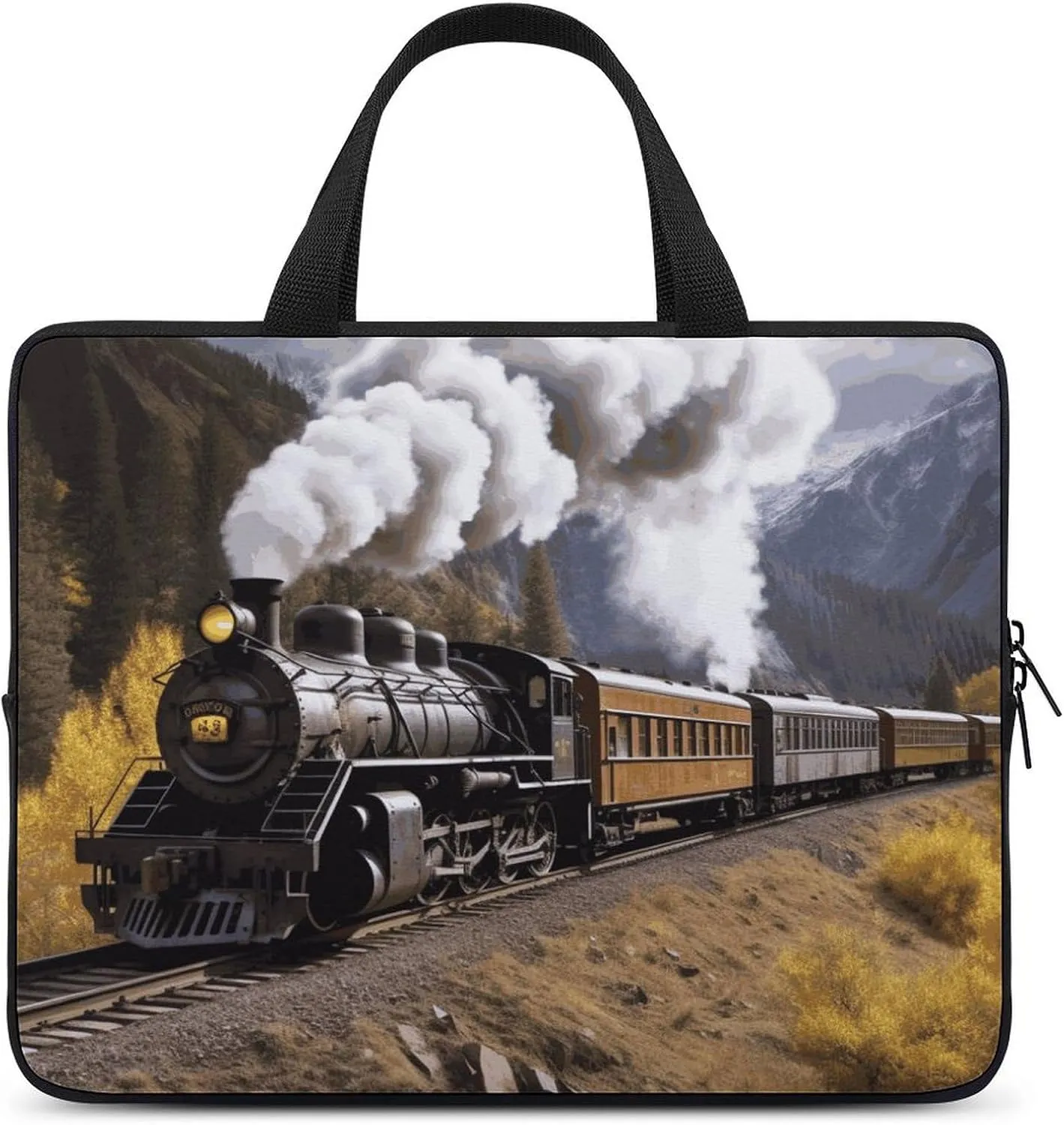 Steam Locomotive Train Laptop Bag Durable Laptop Sleeve Water-Resistant Notebook Bag for Computer Or Tablet