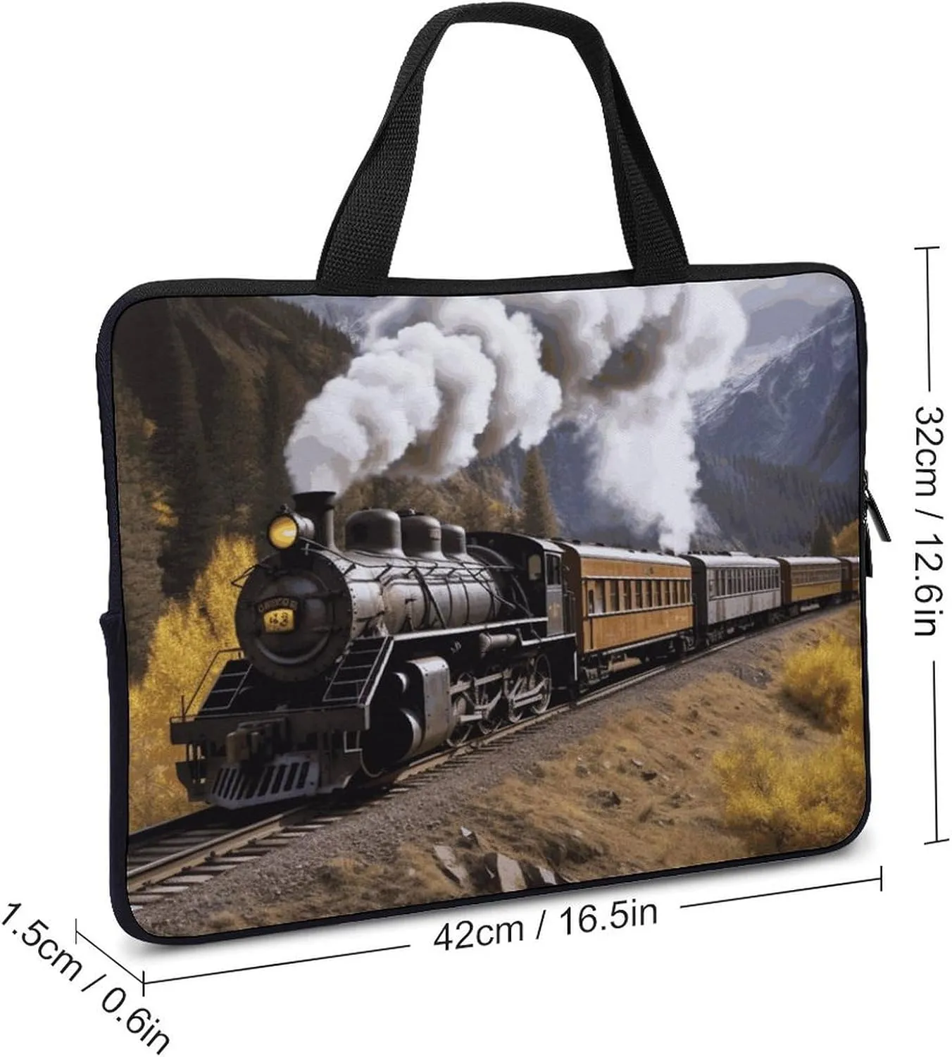 Steam Locomotive Train Laptop Bag Durable Laptop Sleeve Water-Resistant Notebook Bag for Computer Or Tablet