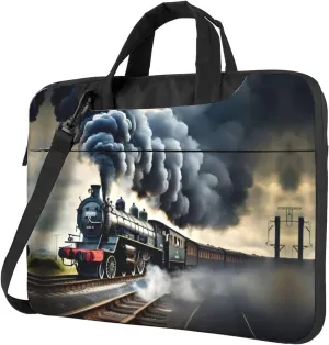 Steam Train Clouds Print Laptop Bag Laptop Case Shoulder Laptop Bag with Padded Protection Spacious Pockets