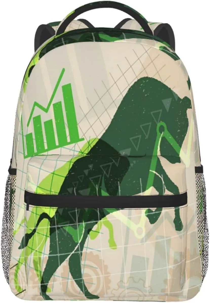 Stock Investment Market Backpack for Men Women, Travel Laptop Backpack Computer Bag Daypack for Business Work Weekender
